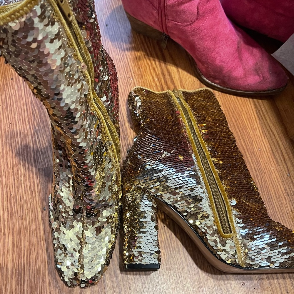 Steve Madden Gold Sequin Booties - image 2